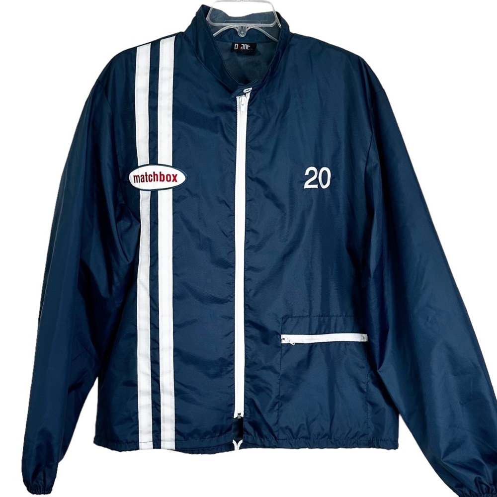Vintage RARE Matchbox 20 Band Full Zip Windbreaker Racing Jacket Navy Men’s L